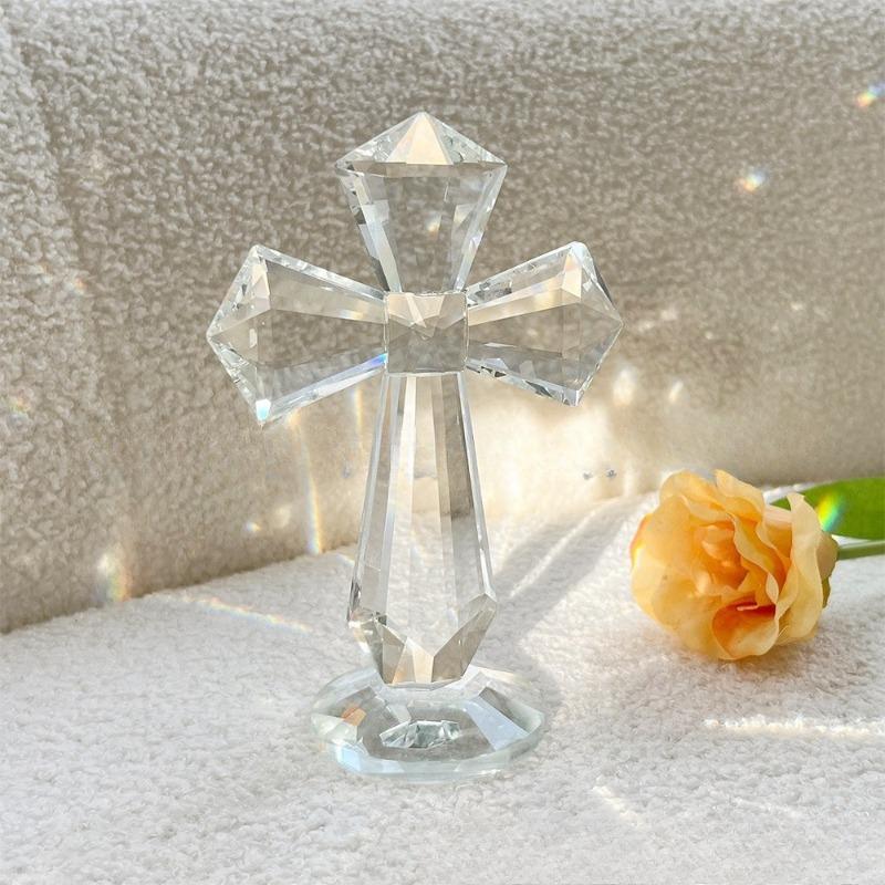 Хрустальный крест Украшение Церковный Свадебный Сувенир Рождественский Подарок Домашний Декор Поделка Изысканное Настольное Украшение Религиозное