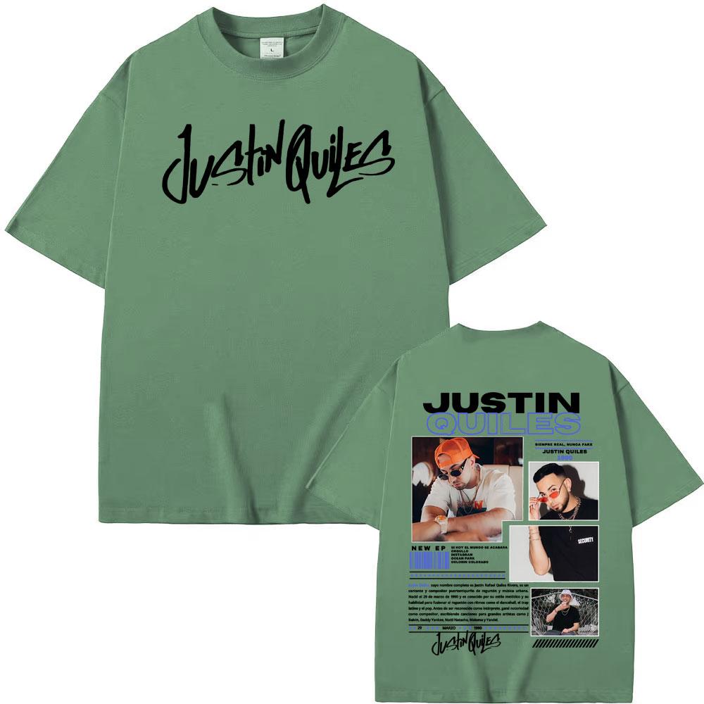 

Singer Justin Quiles Album 2025 Tour Graphic T-shirt Men s Clothing Vintage Hip Hop T Shirts Cotton Loose Short Sleeve Tee Shirt 4XL