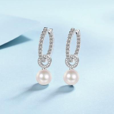 S925 Sterling Silver Freshwater Pearl Earrings for Women, Moissanite Earrings, Niche Light Luxury Design