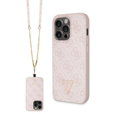 Θήκη για iPhone 14 Pro Guess Crossbody 4G Μεταλλικό Λογότυπο Ροζ