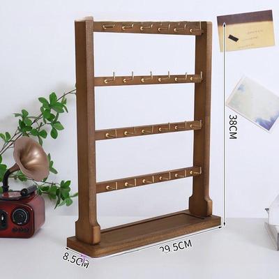 Schmuckständer aus Holz: Ohrring- & Armbandhalter mit Haken und Perlenstrangaufbewahrung.