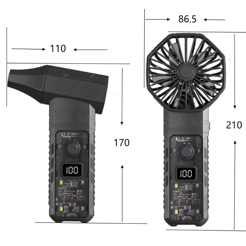 2 in 1 Turbo Fan + Turbo Blower Mini Turbo Fan Foldable Rechargeable Handheld Portable Fans Violent Turbofan USB