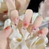 24Pcs French Long Ballet Square Fake Nails Removable Full Cover Press On Nails Acrylic False Nail Tips