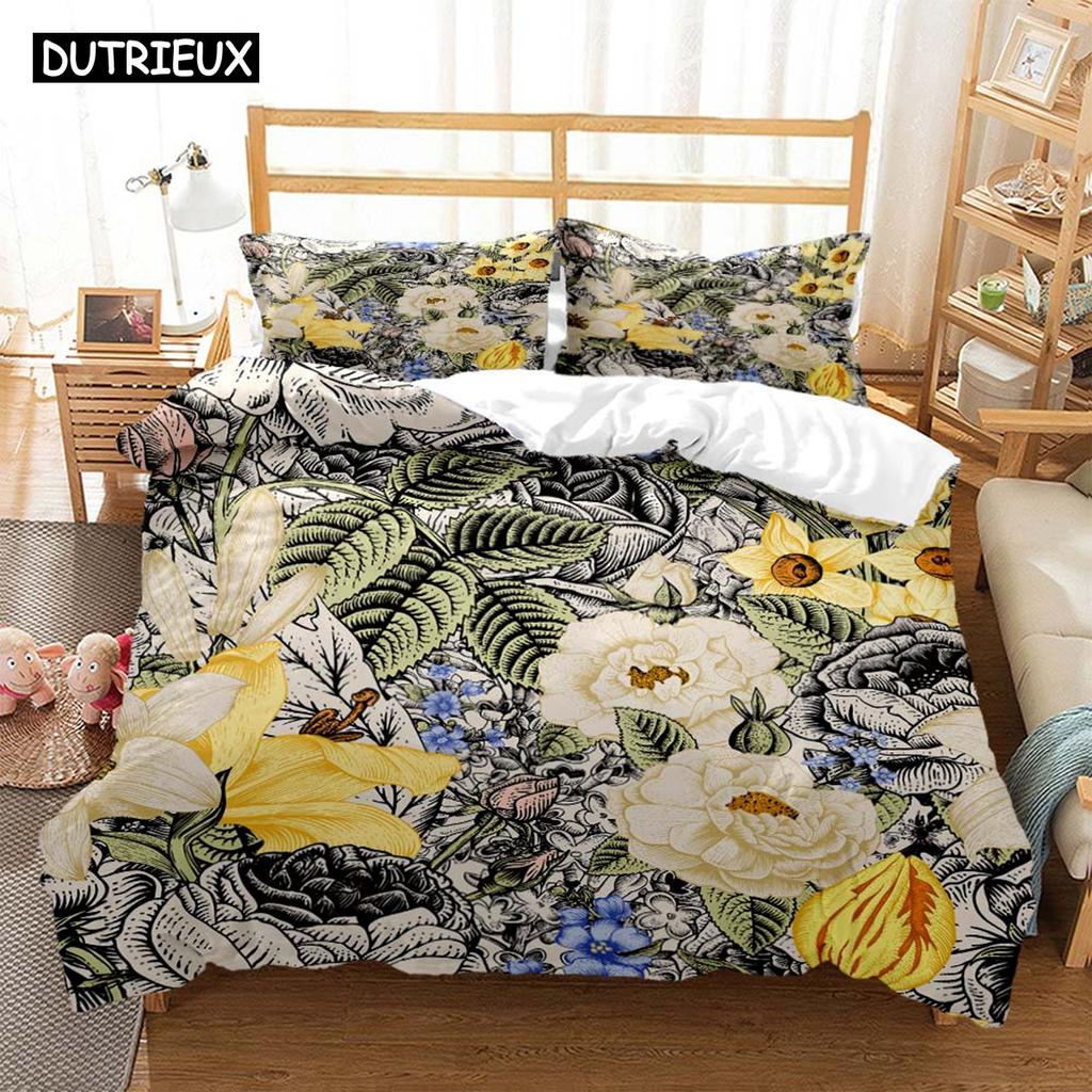 Plant Flowers Digital Print Polyester Bedding Sets Child Kids Covers Boys Bed Linen Set For Teens Bedding Set