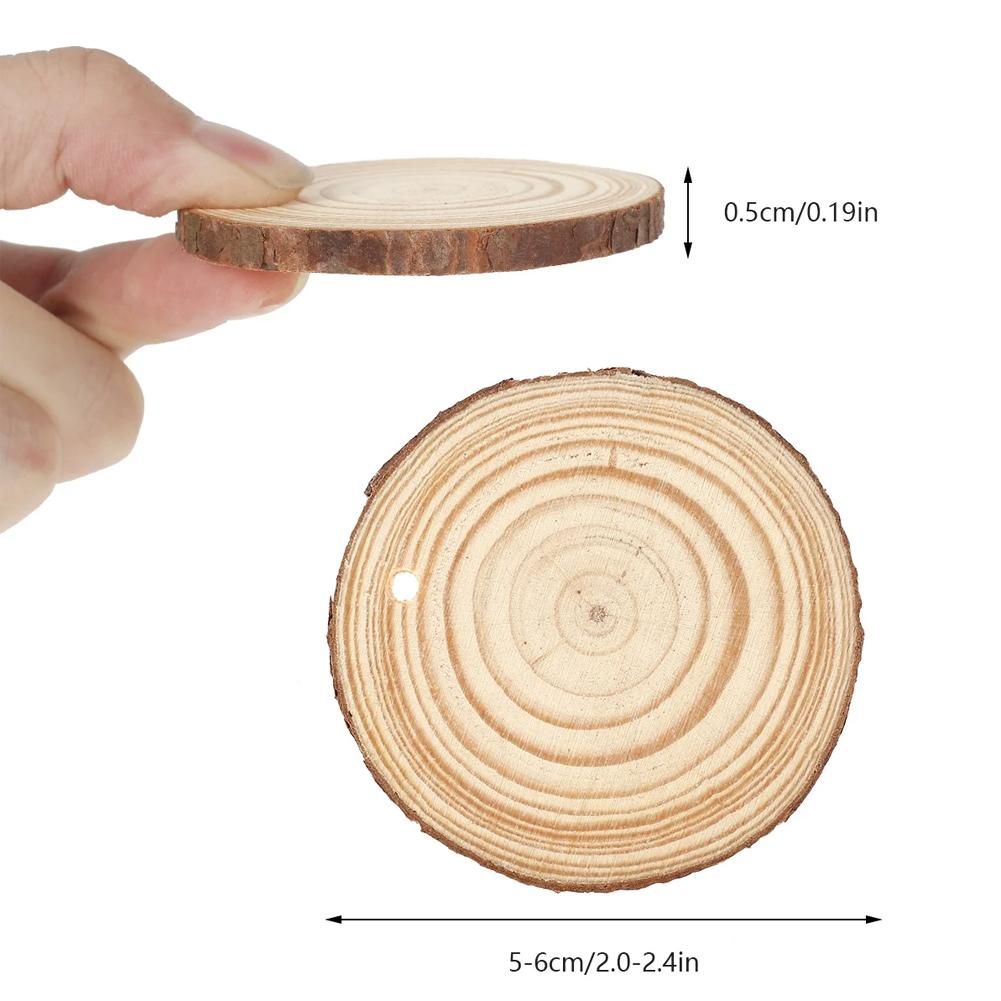30pcs/set 5-6cm Round Wooden Pieces, Wood Slices, DIY Art Craft Accessories, Christmas Party, Wedding Decoration, DIY Crafts