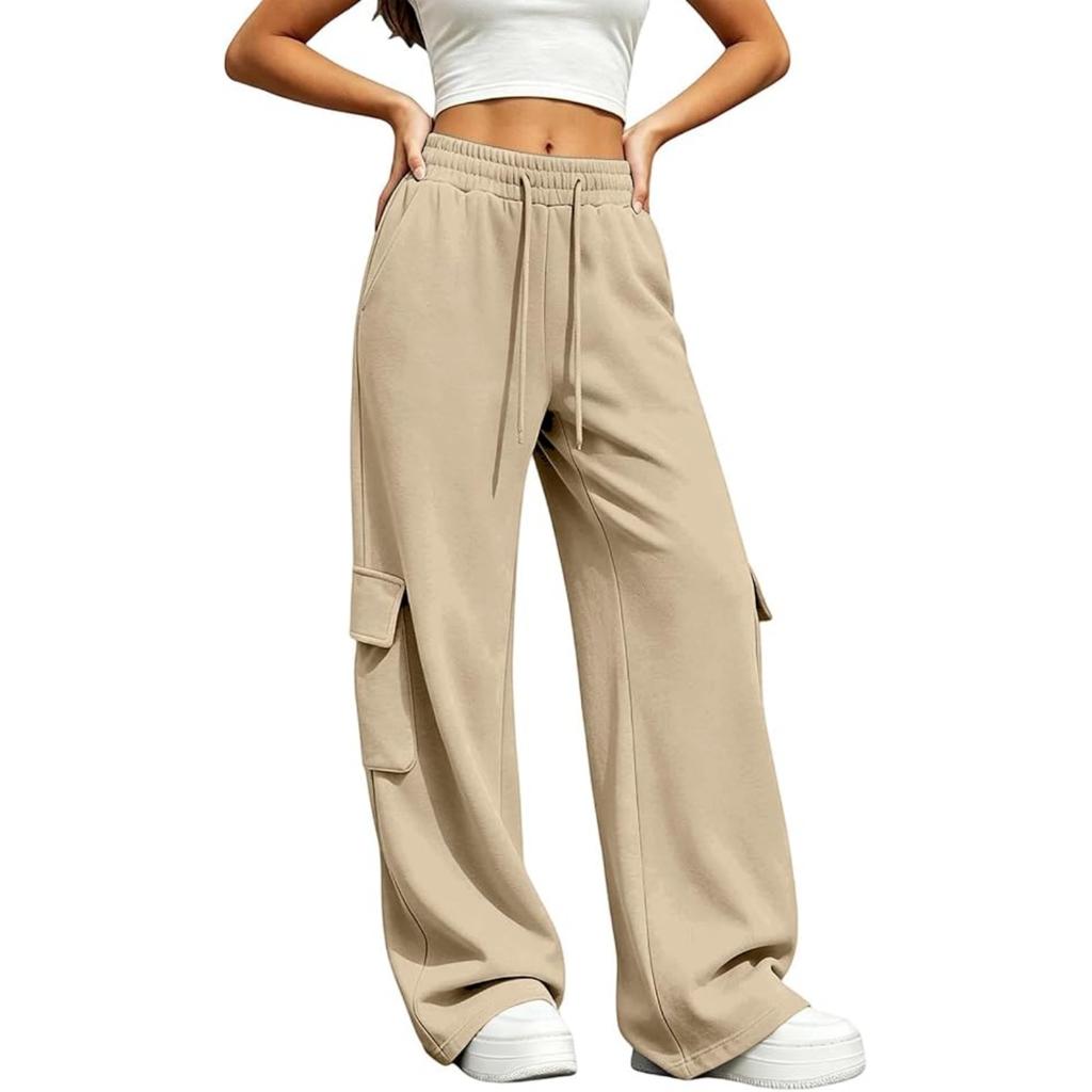 Cargo Sweatpants for Women Baggy Wide Leg High Waist Parachute Pants