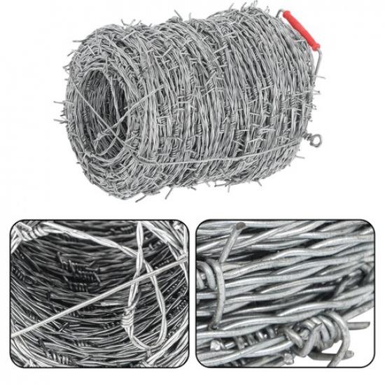 328 FT Barbed Wire Fence 4 Point 18 Gauge Barb Wire Roll for Crafts Yard Garden