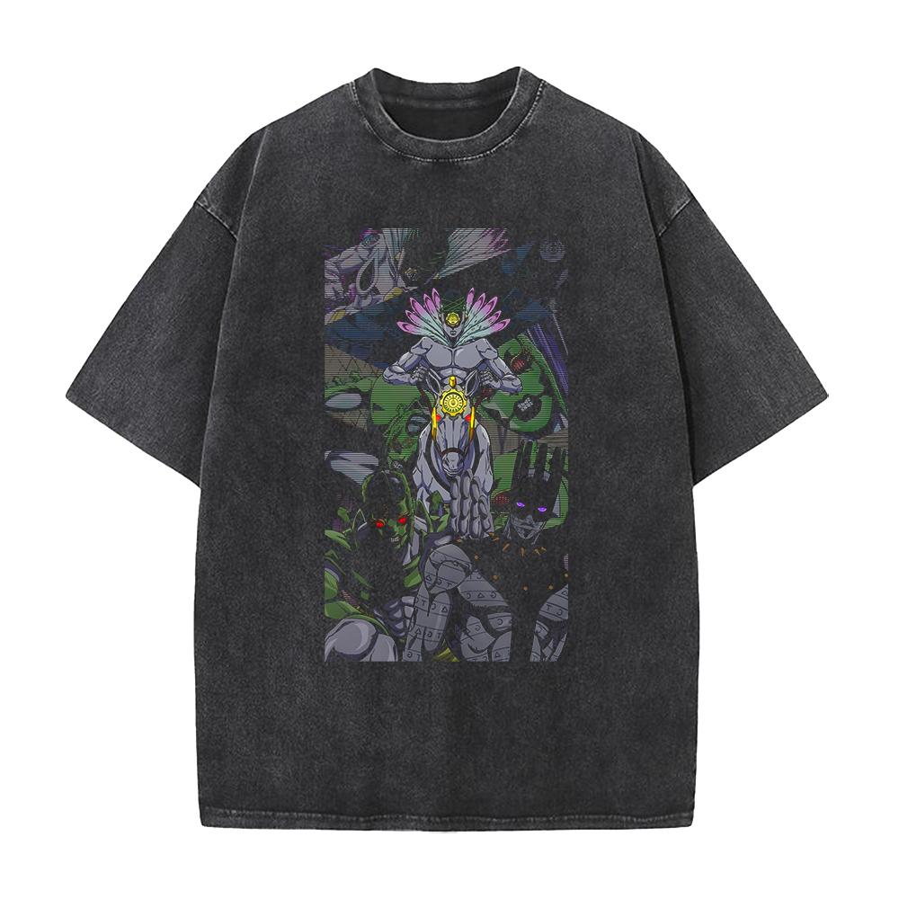 Made In Heaven Print T-shirt Anime JoJo s Bizarre Adventure Clothing Men Women Cotton Tshirts Retro Washed T Shirt Harajuku Tops S