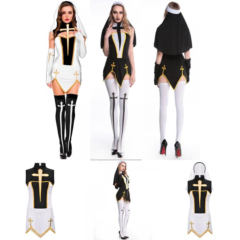 Eye-catching Naughty Nun Costume High Quality Black Fancy Dress For Women's Cosplay And Halloween