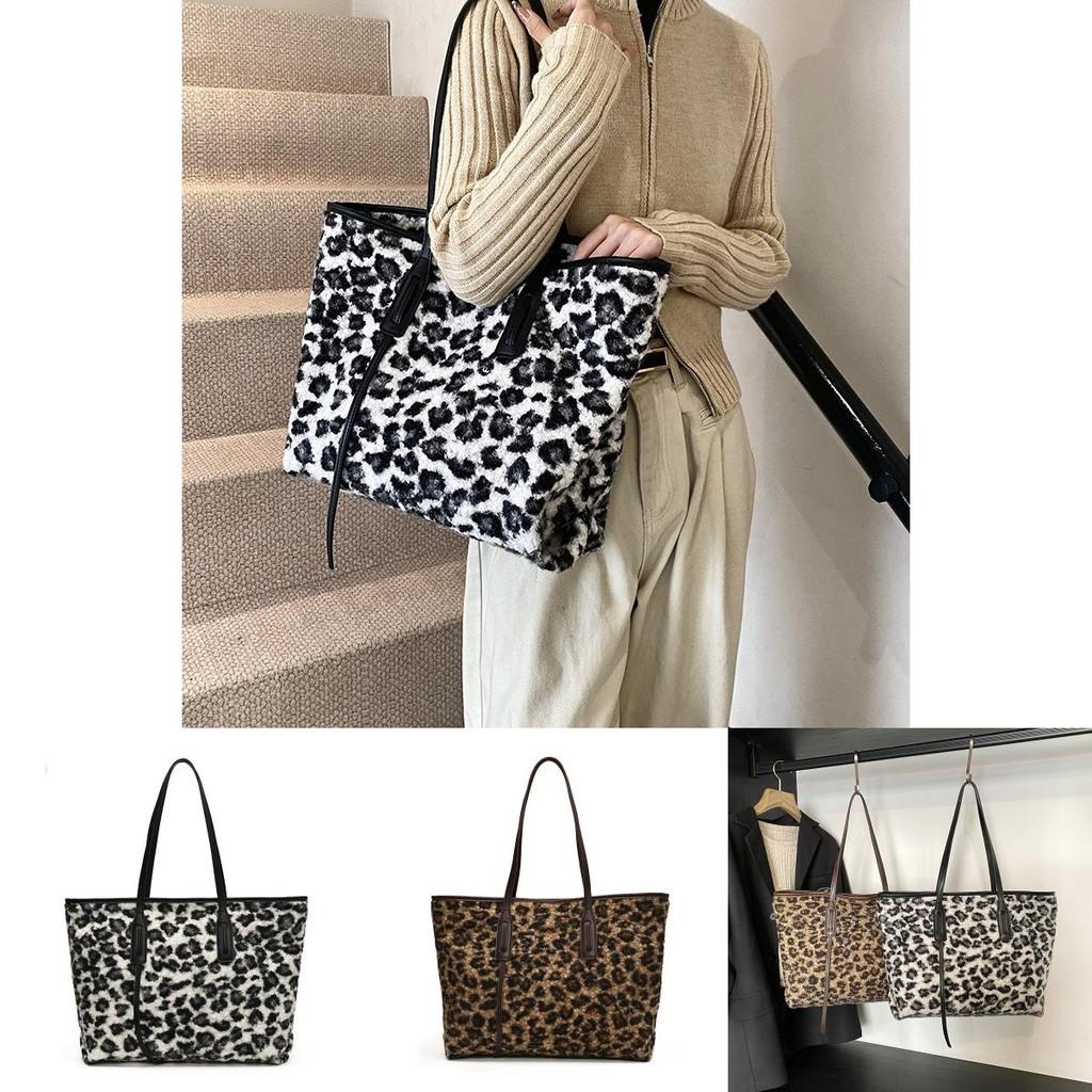 Stylish Large Leopard Print Tote Bag For Women Versatile Everyday Use In Chic Black And Coffee Colors