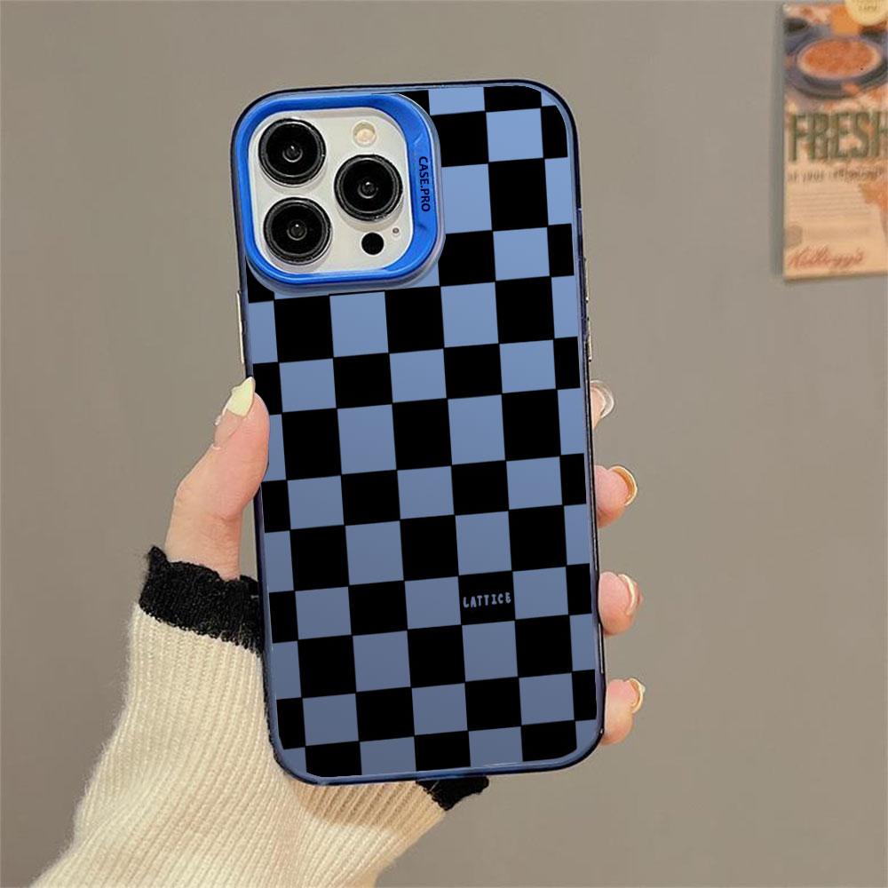 Modern Geometric Checkered Pattern Phone Case For iPhone 11 12 13 14 15 16 Pro Max 7 8 14 15 16 Plus X XR XS Max Protection Case