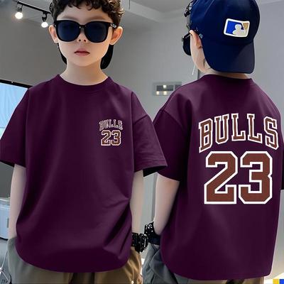 Boys' Summer Casual 100% Cotton Short Sleeve Crew Neck T-shirt