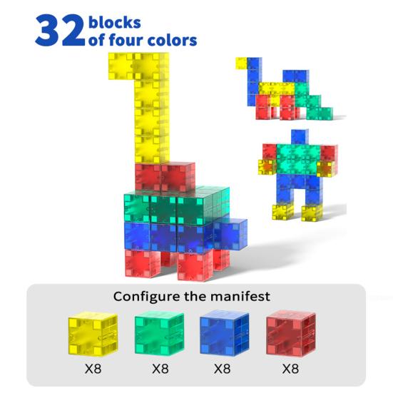 32/64/96Pcs/Set Magnetic Cube Building Block Preschool Learning Educational Colorful Building Brick Construction