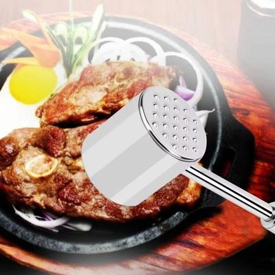 Stainless Steel Meat Hammer Non-slip Double-side Loose Meat Tenderizer Hanging Hole Textured Sides Kitchen Beef Hitting Tool