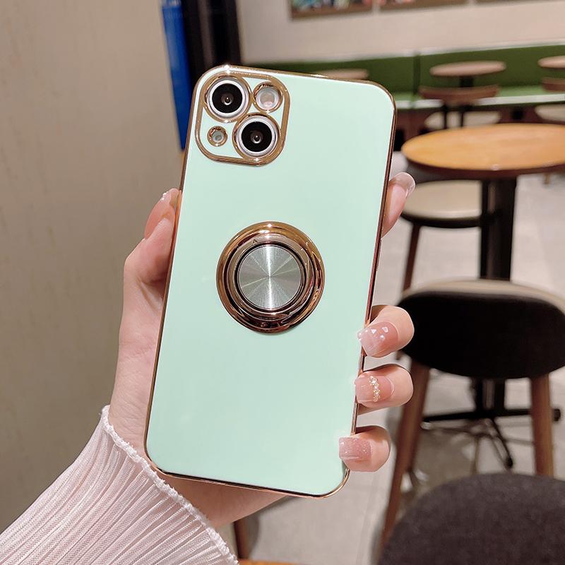 Luxusní pozlacený držák na prst Pouzdro Pro iPhone 17 Air 13 14 Pro Max 16 15 12 Měkký kryt telefonu Pro iPhone 11 Pouzdro