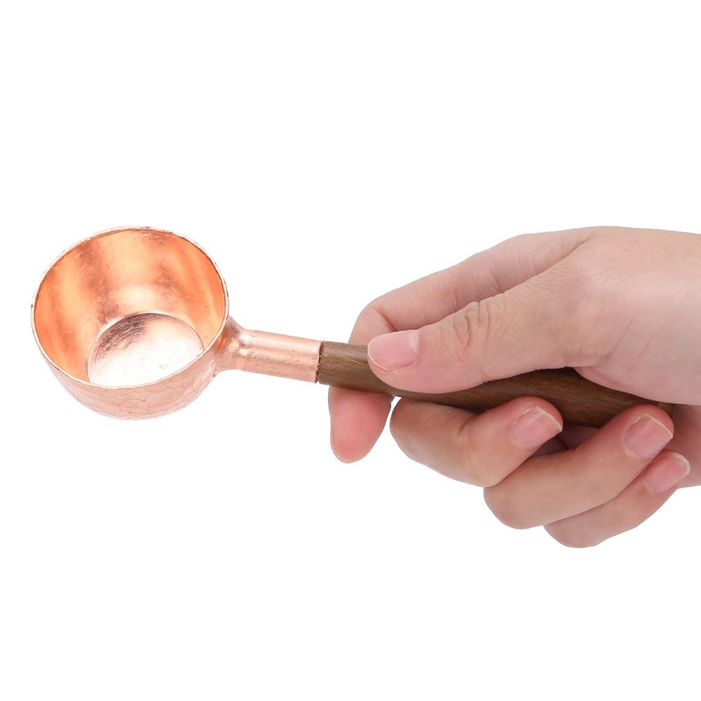Black Walnut Handle Nature Walnut Spoons Red Copper Finish Coffee Measuring Scoop  Kitchen Use