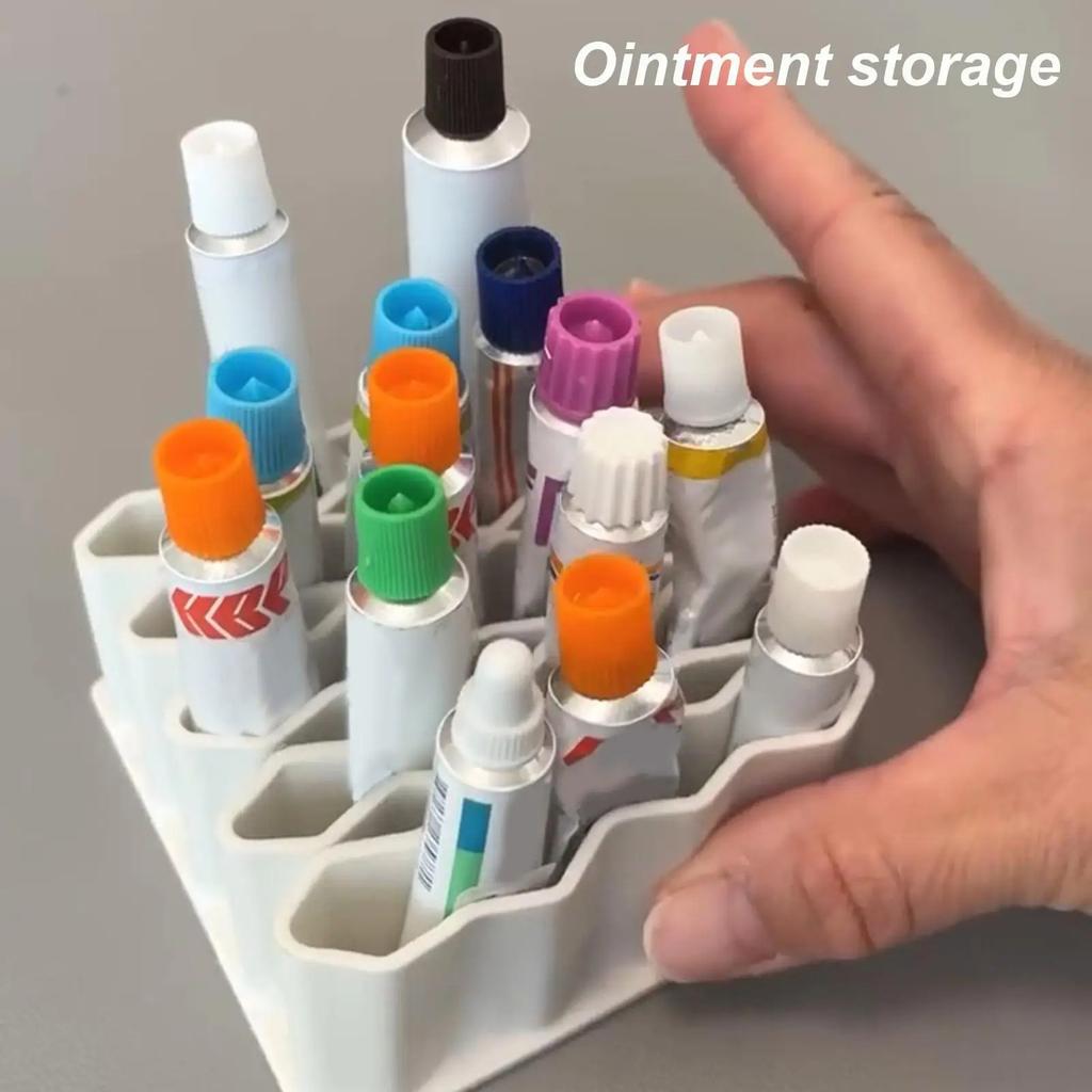 Multi-Grid Tube Storage Rack Desktop Organizer for Cosmetic Ointment Adhesive