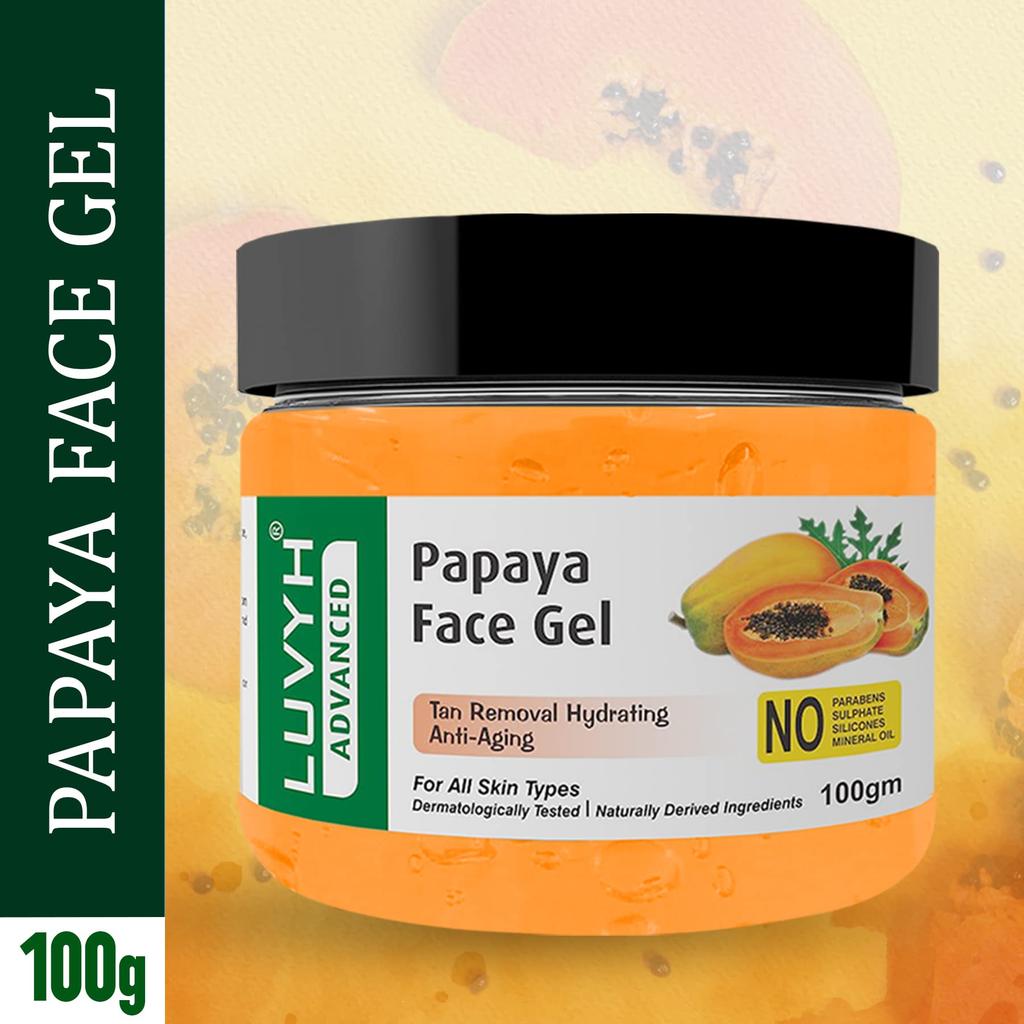 Luvyh Papaya Gesichtsmassage-Gel (100 g) Haut für Fleckenentfernung, Aufhellung & Aufhellung Mit Papaya-Extrakten, Hilft bei der Reduzierung von Falten & Akneausbrüchen f