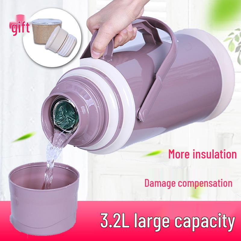 Large Leather-Covered Thermos Flask for Home or Dorm Use - Keeps Tea Warm, Plastic Exterior, Ideal for Students