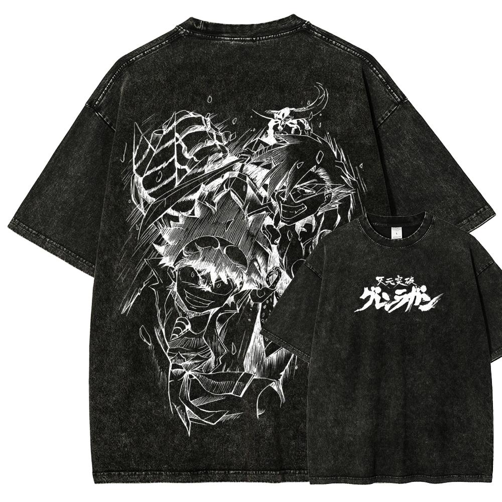 

Super Robot Wars Anime Tengen Toppa GurrenLagann Graphic Print TShirt Unisex Women Retro Washed Cotton Loose Oversized Summer Tee M