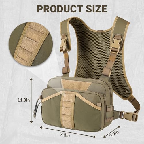 [VOTAGOO GEAR] Fishing Vest Fishing Bag Fishing Vest Multifunctional Chest Pack (JP, Alphabet, Free Size, GREEN)