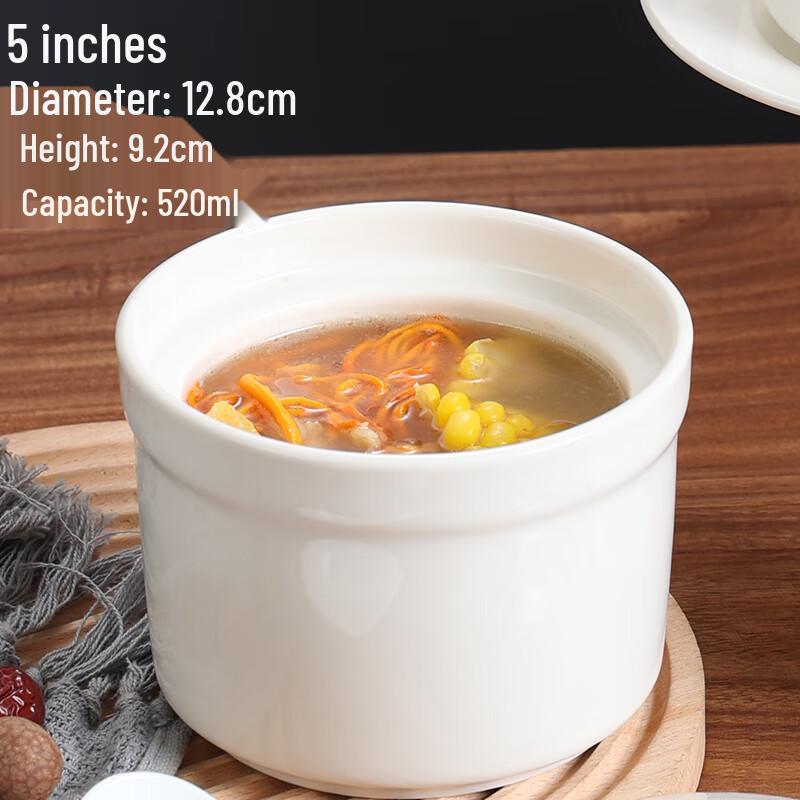 Zhao Ran Pure White Ceramic Double-Boiler Stew Pot