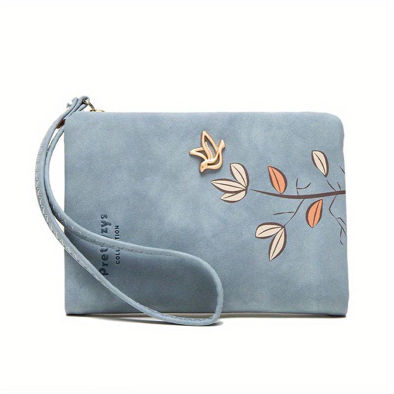 Billetera Corta Estampada Simple Monedero Casual con Pulsera Bolso de Mano Combinable Moderno Unisex para Uso Diario