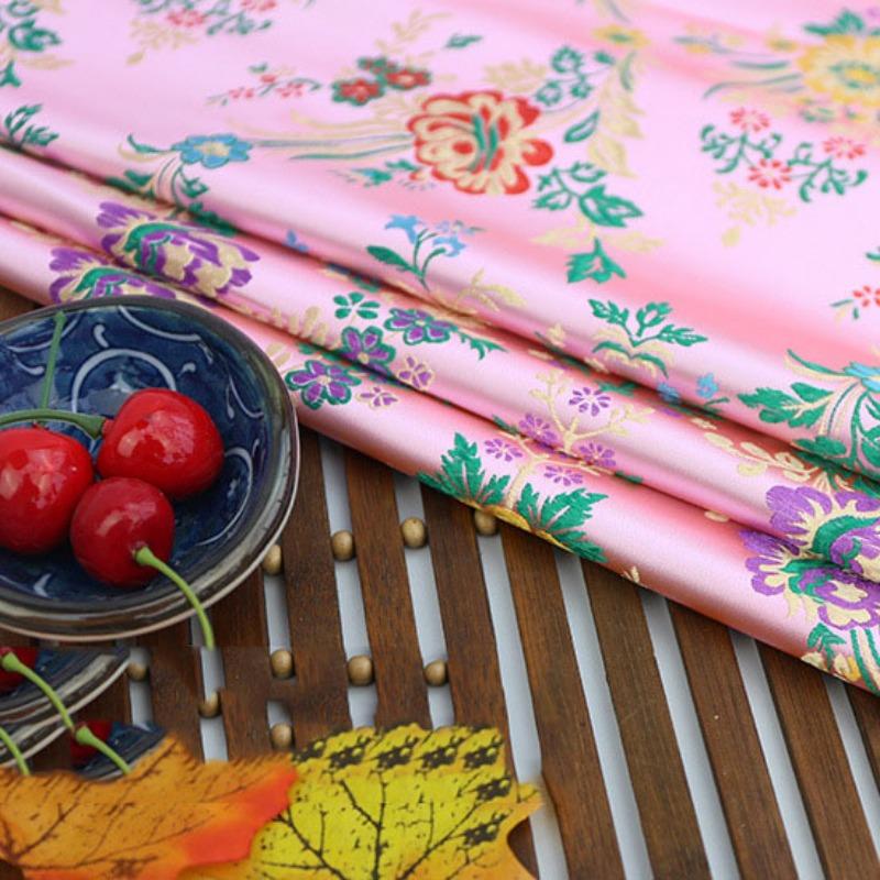 

Chinese Silk Brocade Jacquard Rose Fabric Mongolia Robe Cloth DIY Bag Book Cover Performance Clothes 75x100cm 75x100cm