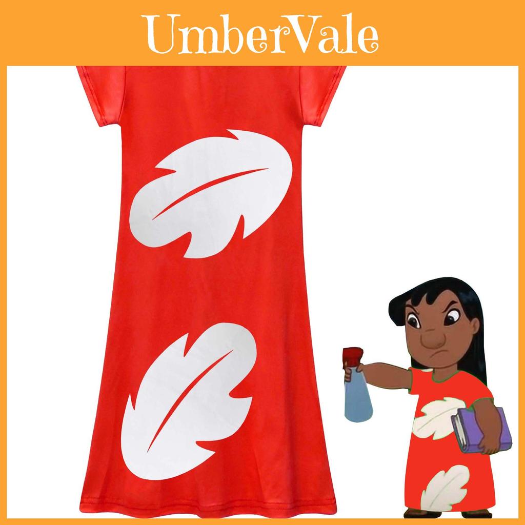 Vestito per Bambina Lilo e Stitch in Tessuto Poliestere con Stampa Astratta per Primavera Autunno Gioco