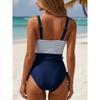 Striped Lace Back One Piece Swimsuit Women Push Up Tummy Control Swimwear Beach Vacation Summer Bodysuit Bathing Suit Tops