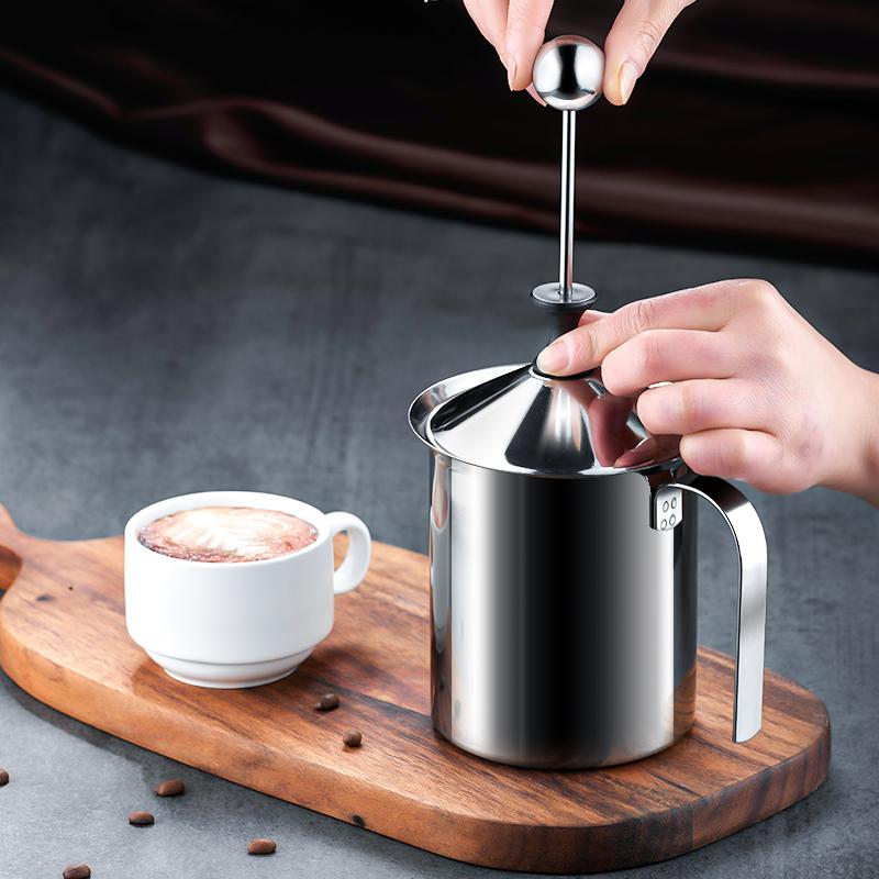 Manueller Milchaufschäumer, Edelstahl, Kaffee-Milchaufschäumer, Milchkännchen, Schneebesen, Küchenwerkzeug