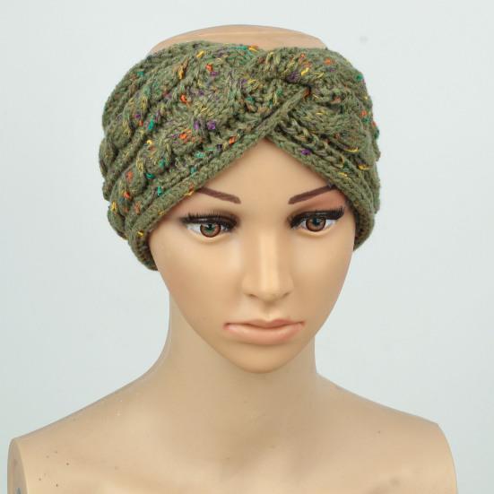 Hårbånd Myk Ull Strikket Pannebånd med Fargerike Prikker Fløyelsfôr Varm Pustende Elastisk Hårstrikk Hårtilbehør