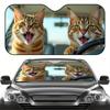 1Pcs Gray Wolf Pattern Windshield Sunshade UV Rays Heat Blocker Keeps Vehicle Cool Unique Design Fit Sedans SUVs Trucks RVs