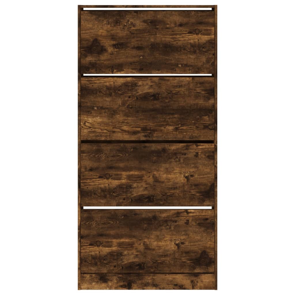 Shoe Cabinet with 4 Doors Smoked Oak Finish 80 x 21 x 163.5 cm