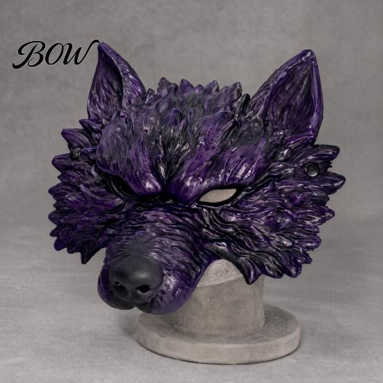 Comfortable Fit Animal Mask Halloween Wolf Mask, Embossed Werewolf Face for Cosplay Party, Lightweight Latex Adjustable Strap Adults, Trick