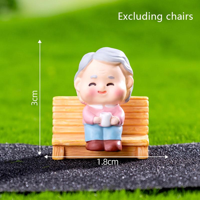 Mini Proposal Grandpa Grandma Figurines Landscape Decoration Car Dashboard Home Ornaments Gift