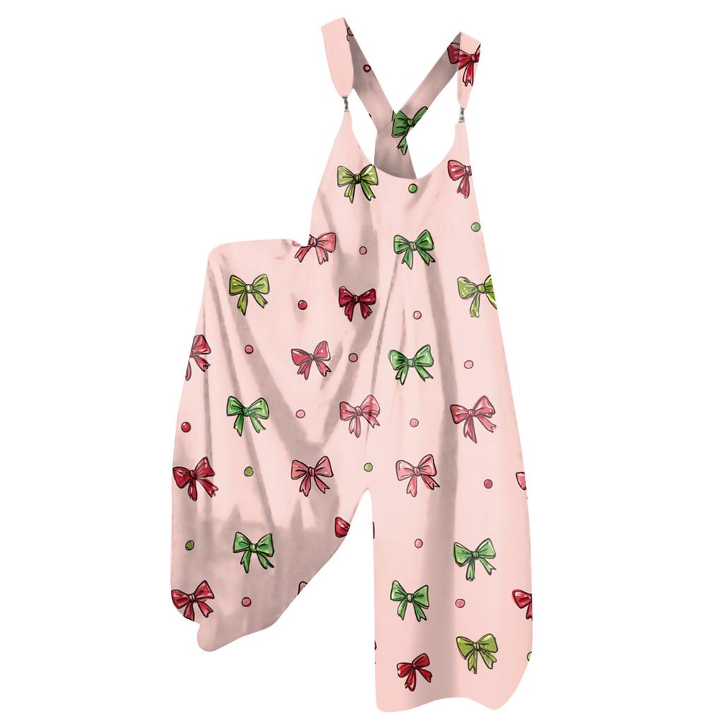 Women's Summer Overalls Floral Print Vintage Jumpsuit (Non-Adjustable Straps)