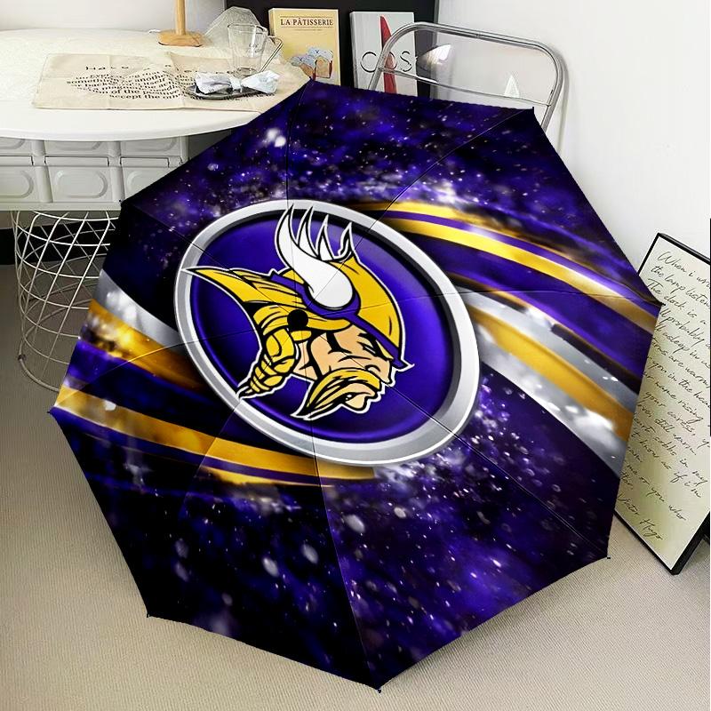 Minnesota Vikings Artwork Umbrella Folding Umbrella, Automatic Umbrella 8-Frame for Travel, Camping Use Gift for Halloween Christmas