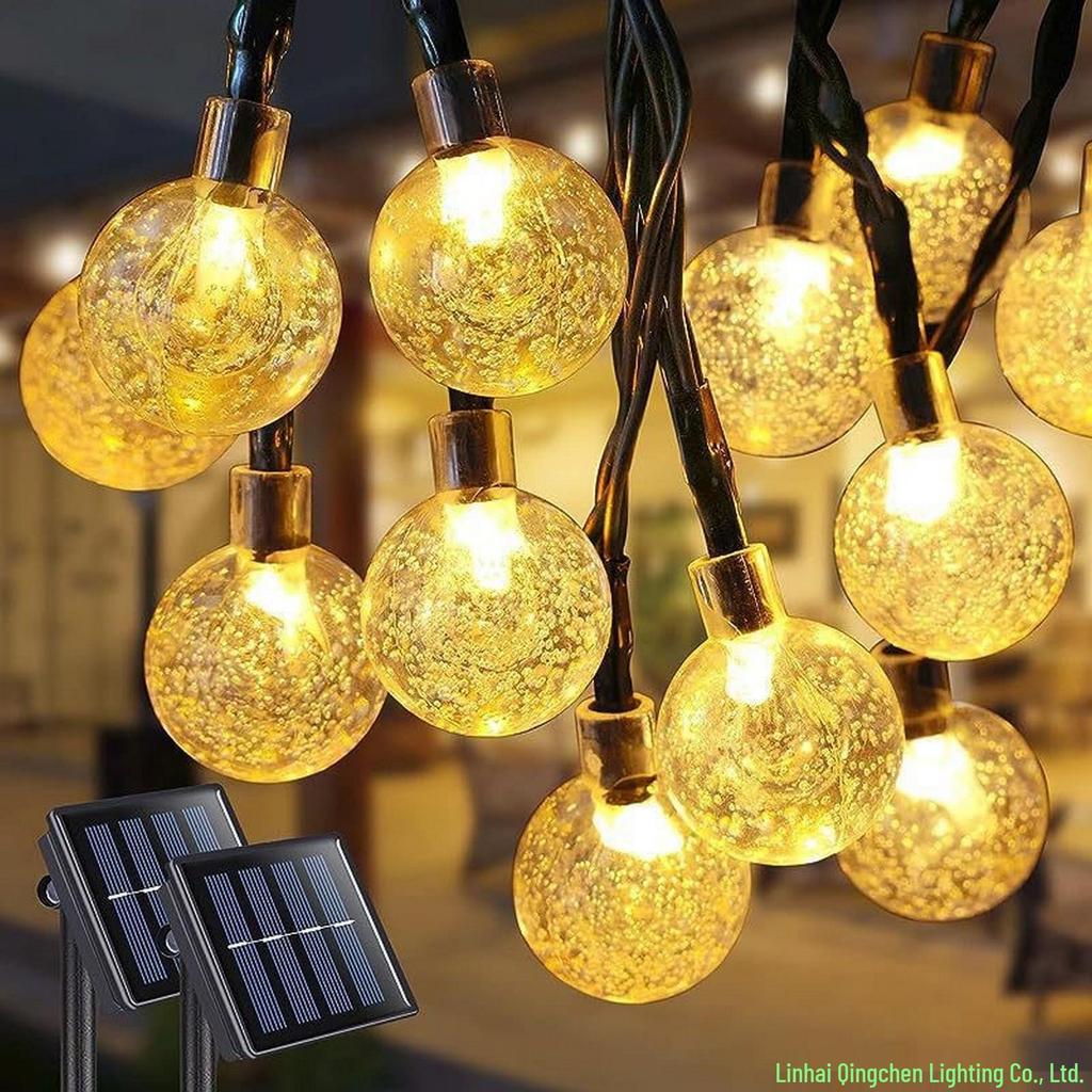 Outdoor Waterproof Solar LED Bubble String Lights for Festive Camping & Christmas Decor
