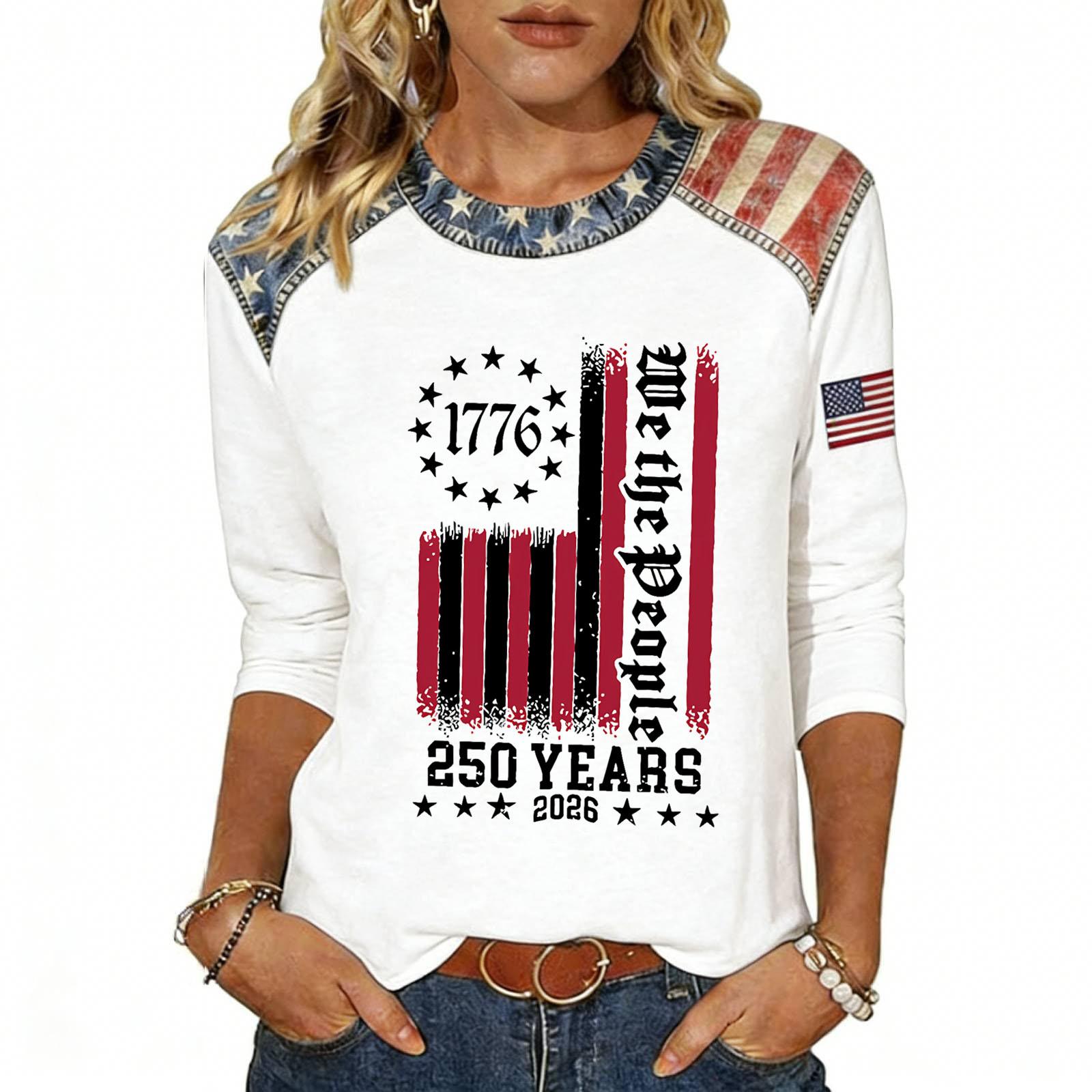 

Women s Fashion Casual Independence Day Print Top XL