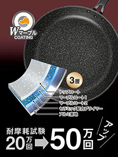 Wahei freiz Improved Wear Resistance! Marble-Coated Stew Pot, 22cm, Non-Stick, Induction/Gas Compatible, Double Marble Alpha (RB-2124)