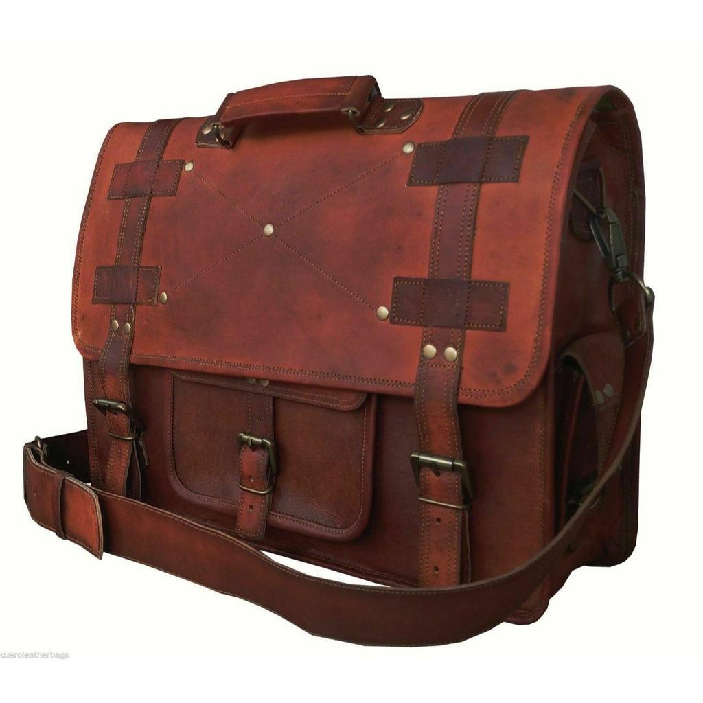 Vintage Genuine Leather Messenger  Laptop Satchel S Shoulder Bag Men's