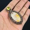 Amazing Fossil Coral & Citrine Gemstone Handmade Pure Copper Wire Wrap Jewelry Pendant