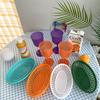 5 Stuks Plastic Snackmandjes Ovalen Serveerschaal Ontbijt Dinerborden Frans Ovalen Fruitmand Broodmand Keukengereedschap