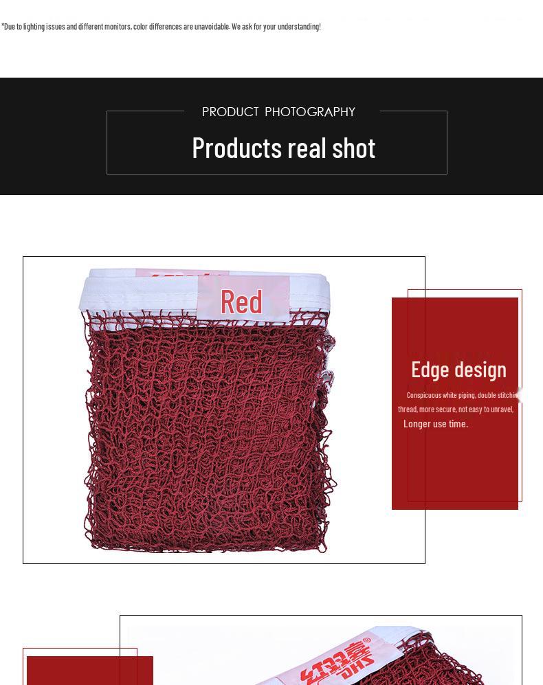 Portable Red Double Happiness Standard Badminton Net for Singles/Doubles - Wear-Resistant, No Hook, Outdoor Use
