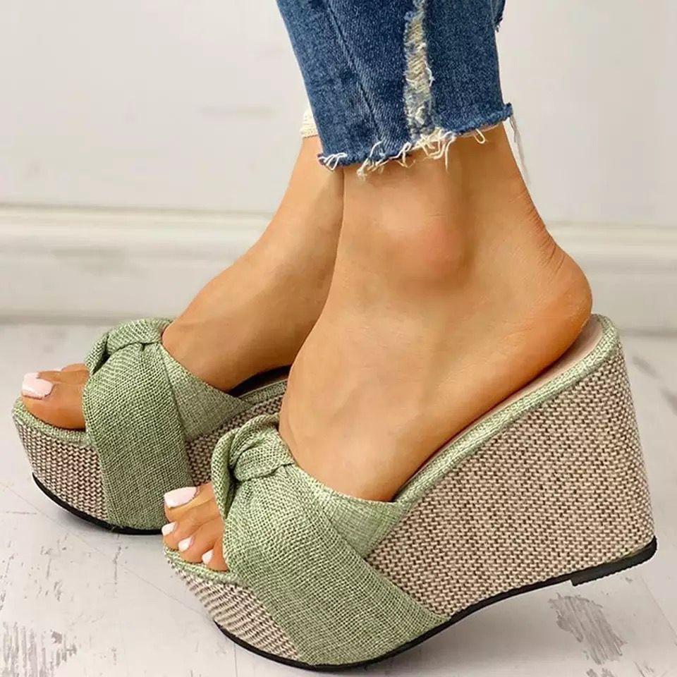 Fashion New Summer Sandals Flat Wedge Heel Fish Mouth Sandals Casual Platform Heel Women's Sandals High Heel Women's Shoes