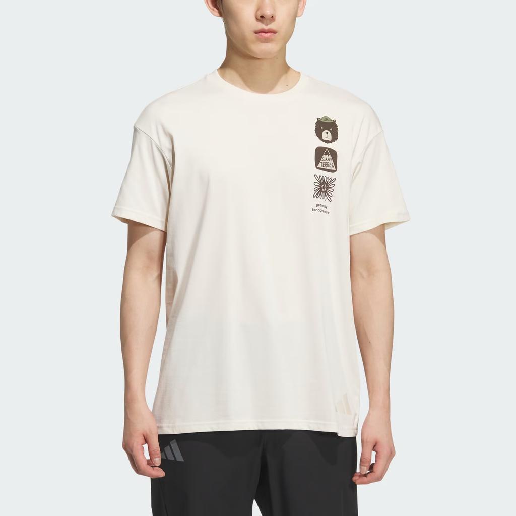 adidas Terrex FW25 Graphic Loose Fit Crew Neck Short Sleeve T-Shirt Men Tops Multi KE7078