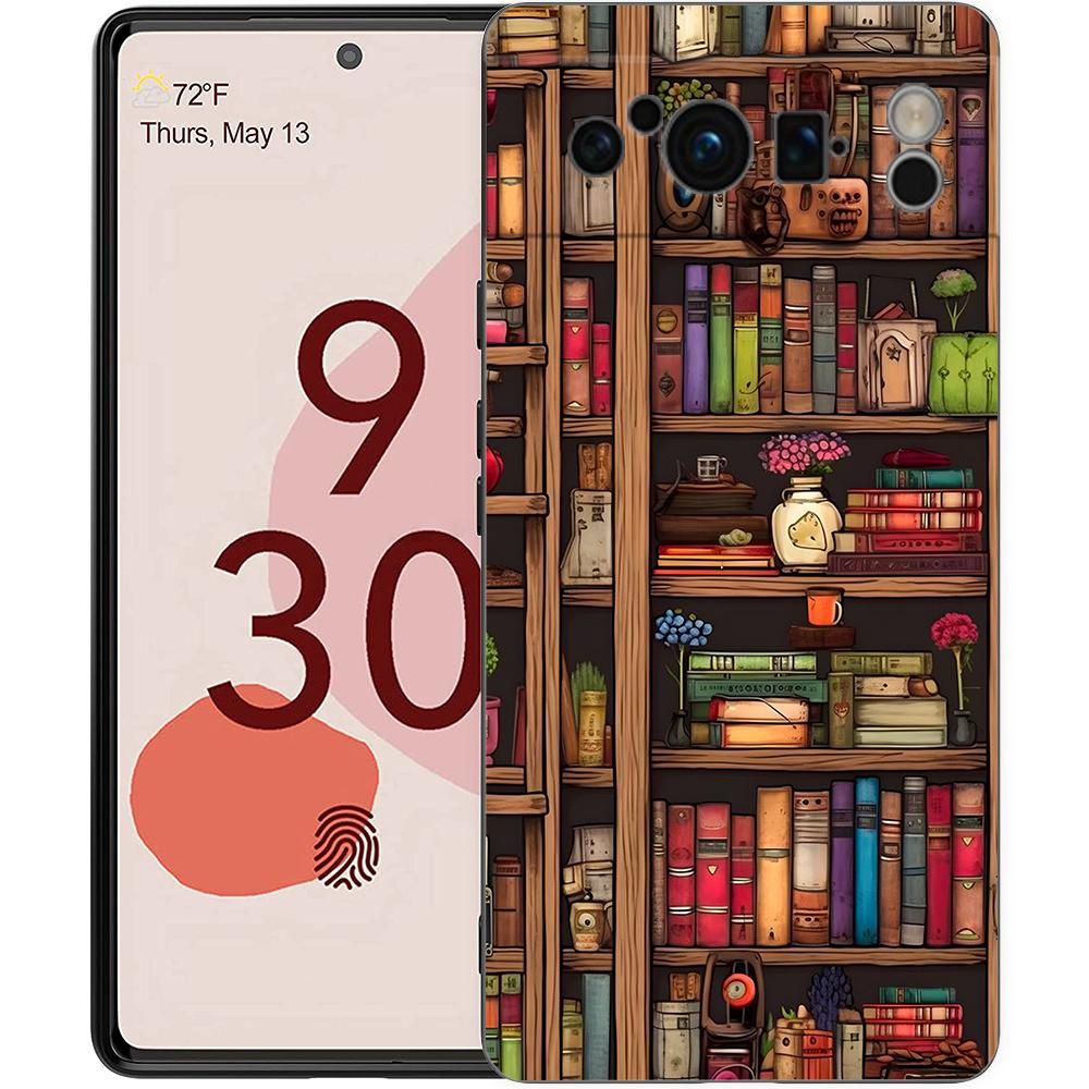 Luxury TPU Phone Case For Google Pixel 9 8 8A 7 7A 6 Pro XL 6A 5G Read Books Illustration Black Soft Back Cover