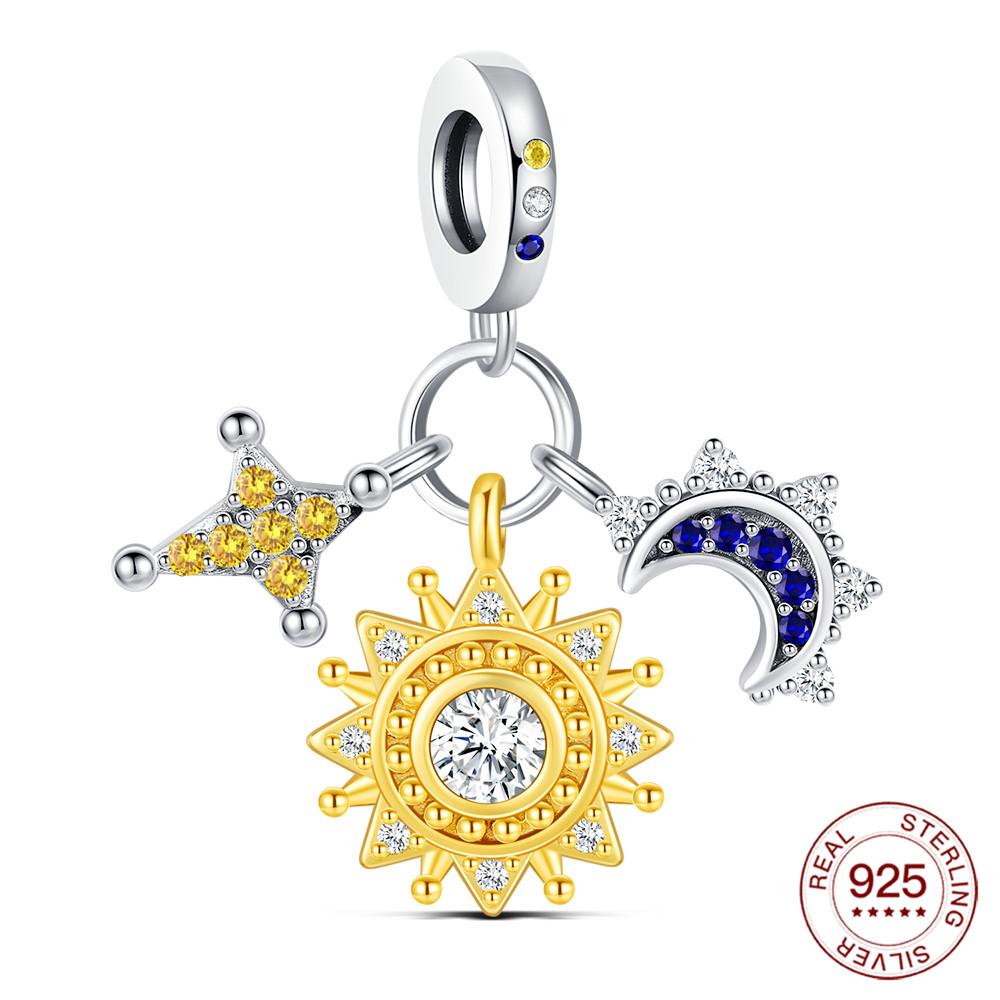 Copper Original Charms Sun Moon Pendants Fit Classic Bracelet Diy For Bracelet Women Fashion Jewelry Diy Gift