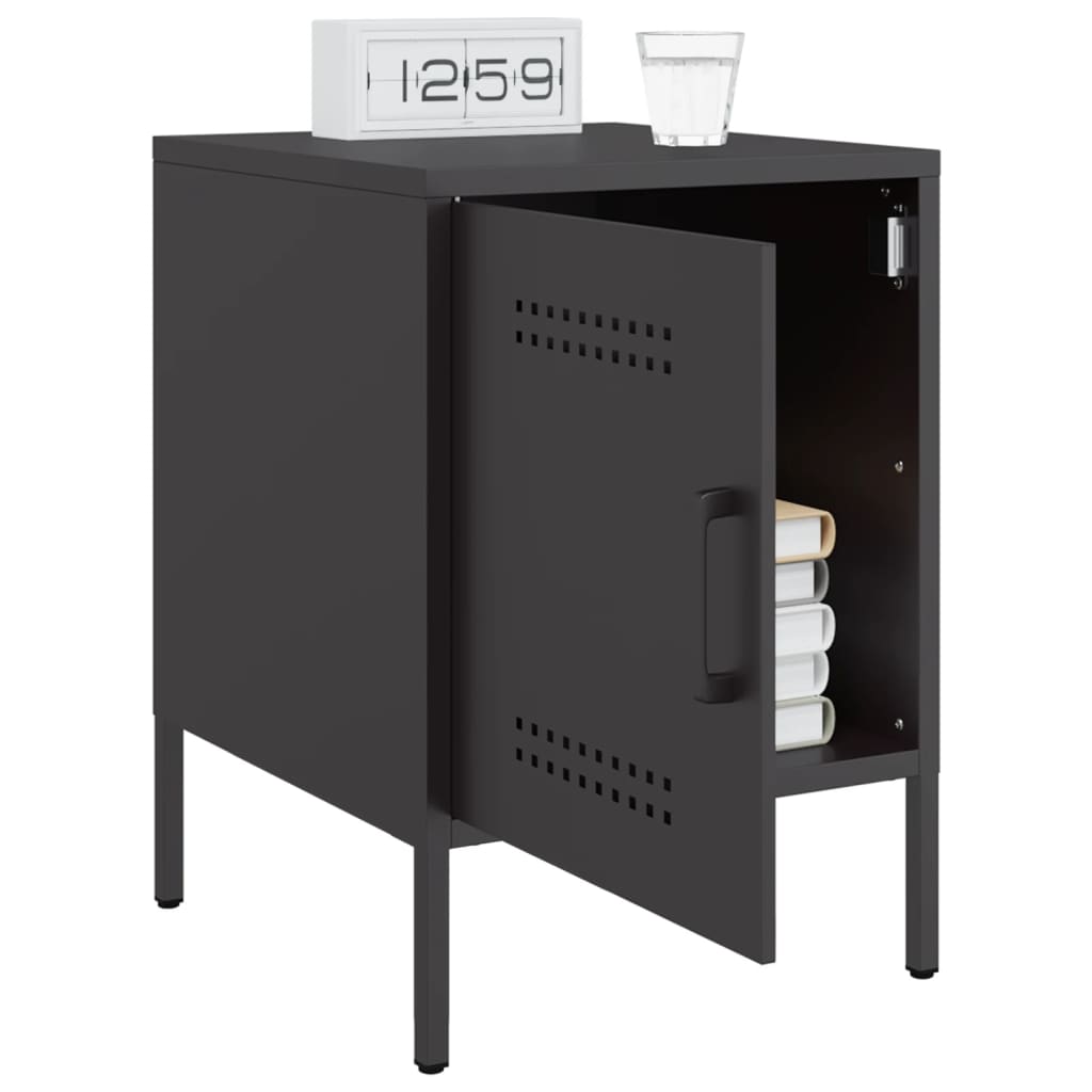 Nightstands 2 Pcs Black 36 X 39 X 50.5 Cm Steel